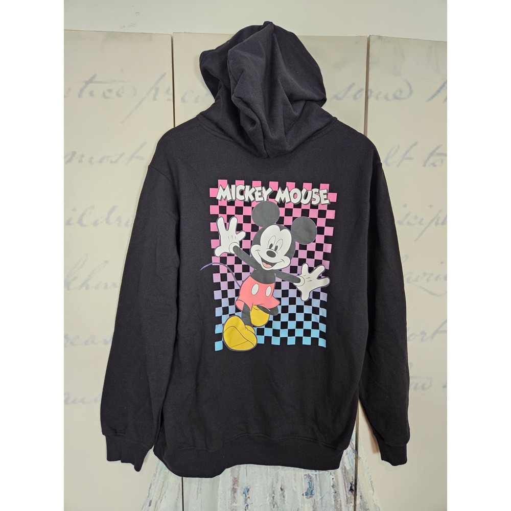 Neff Disney Mickey Mouse Hoodie Black Vaporwave Checkered Graphic Mens Large New